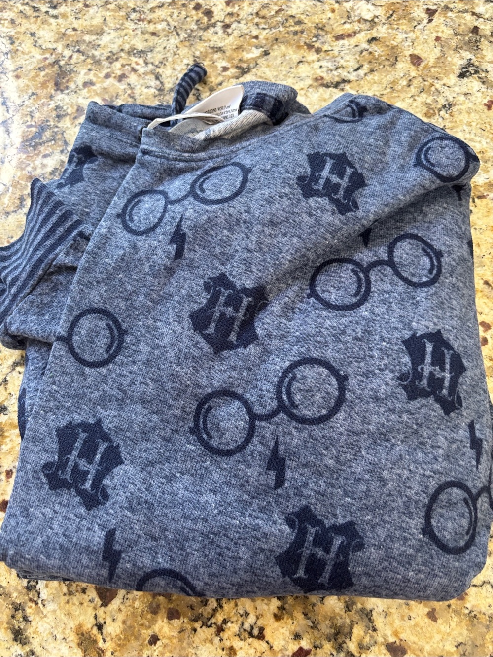 Cozy Gray Logo & Glasses Print Pajama Top